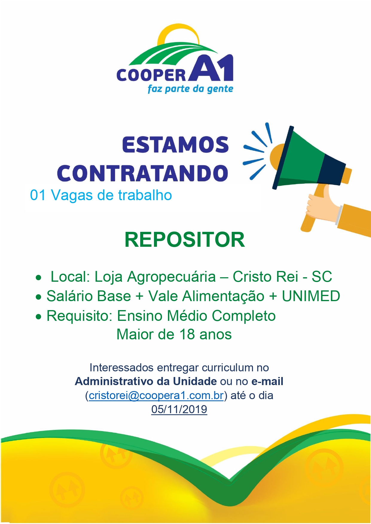 VAGA DE EMPREGO PARA CRISTO REI